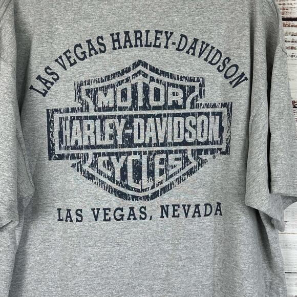 Mens 2006 Harley Davidson Motorcycle Gray T Shirt Las Vegas Blue Red Graphic 2XL - Picture 4 of 7